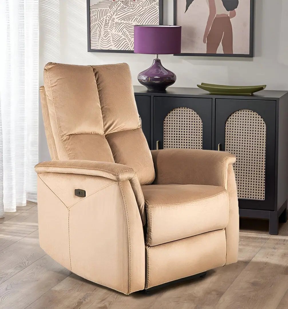 Fotoliu-recliner Signal Neptun Velvet Bluvel 28 (Beige)