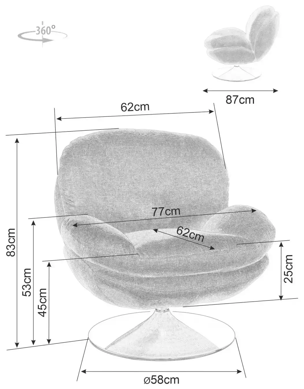 Fotoliu Signal Brigitte Brego 18 (Dark Grey/Chrome)