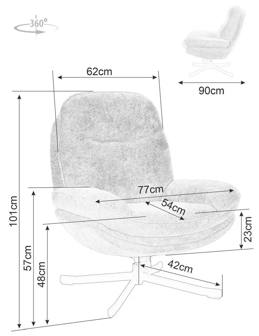 Fotoliu Signal Harper (Grey/Black)