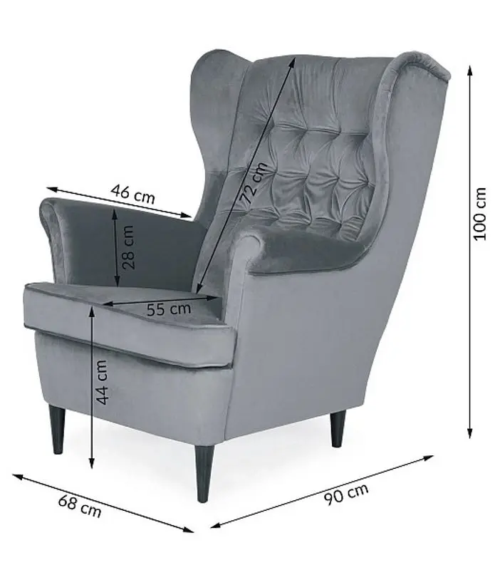Fotoliu Signal Harry Velvet (Gray/Wenge)