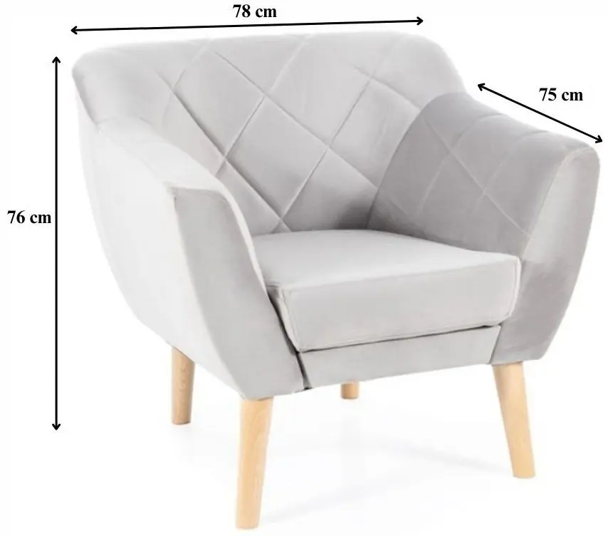 Fotoliu Signal Karo 1 Velvet (Gray/Beech)