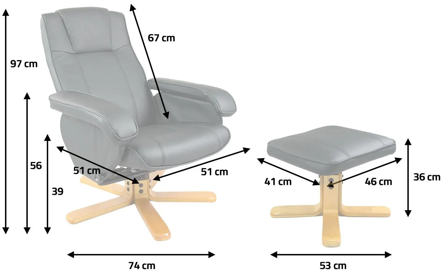 Fotoliu cu suport pentru picioare Sofotel EG-201 (Black) - 6