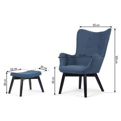 Fotoliu cu suport pentru picioare Sofotel Norse (Blue/Black) Thumb