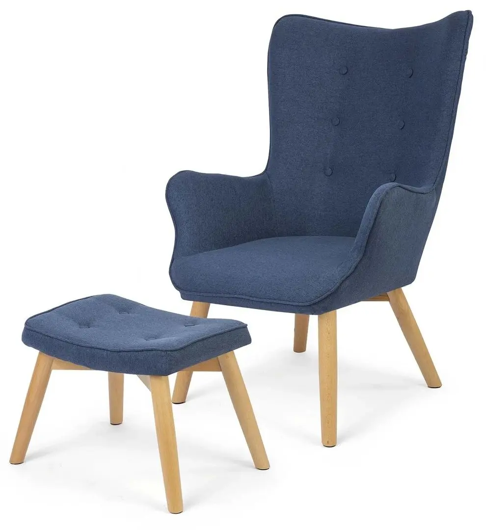 Кресло с подставкой для ног Sofotel Norse (Blue/Natural)