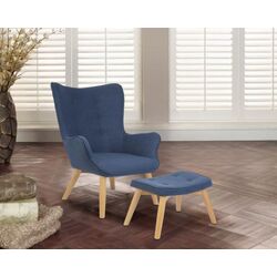 Fotoliu cu suport pentru picioare Sofotel Norse (Blue/Natural)