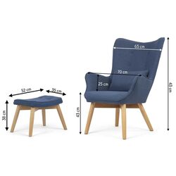 Кресло с подставкой для ног Sofotel Norse (Blue/Natural) Thumb