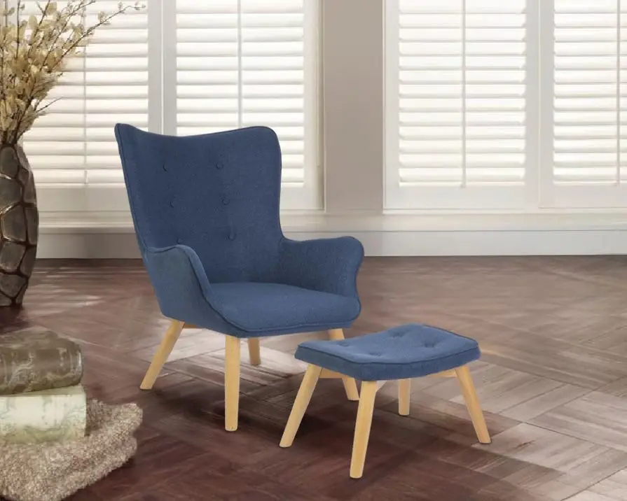 Кресло с подставкой для ног Sofotel Norse (Blue/Natural)