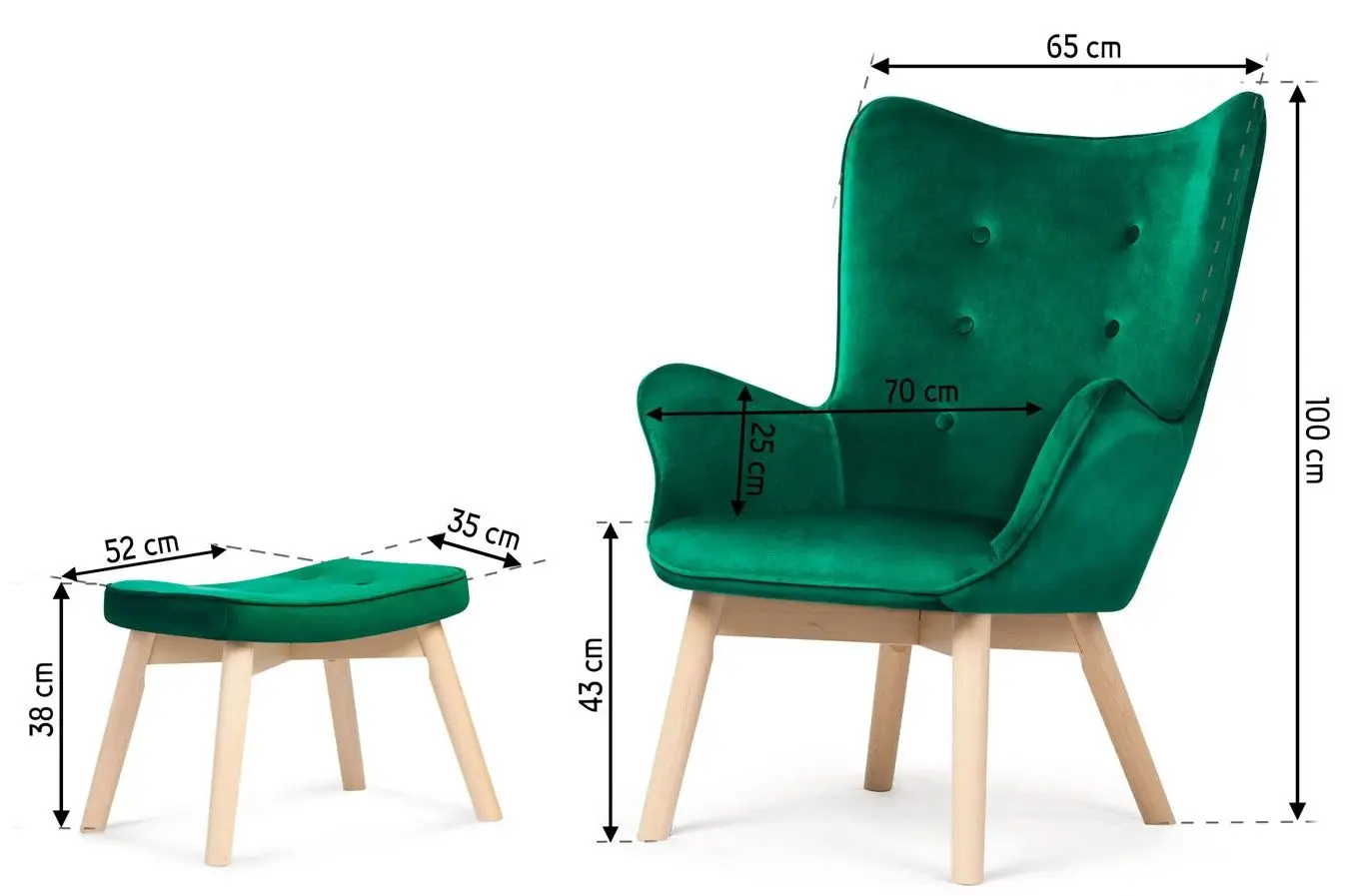 Fotoliu cu suport pentru picioare Sofotel Norse (Green)