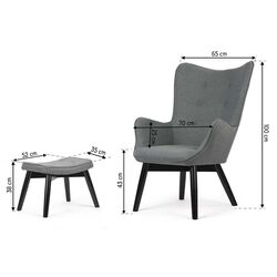Кресло с подставкой для ног Sofotel Norse (Grey/Black) Thumb