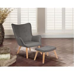 Fotoliu cu suport pentru picioare Sofotel Norse (Grey/Natural)