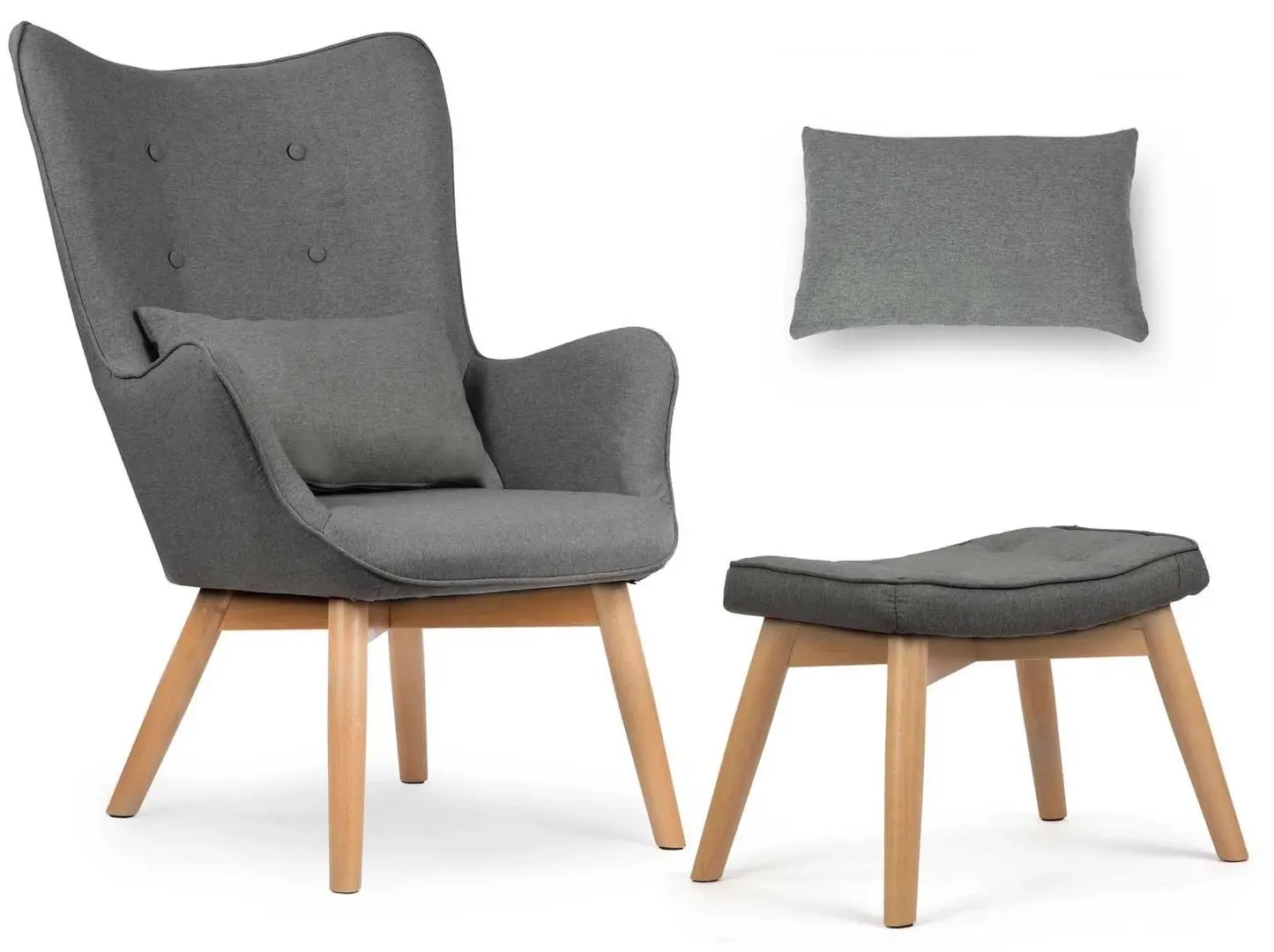 Кресло с подставкой для ног Sofotel Norse (Grey/Natural)