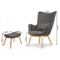 Кресло с подставкой для ног Sofotel Norse (Grey/Natural) Thumb