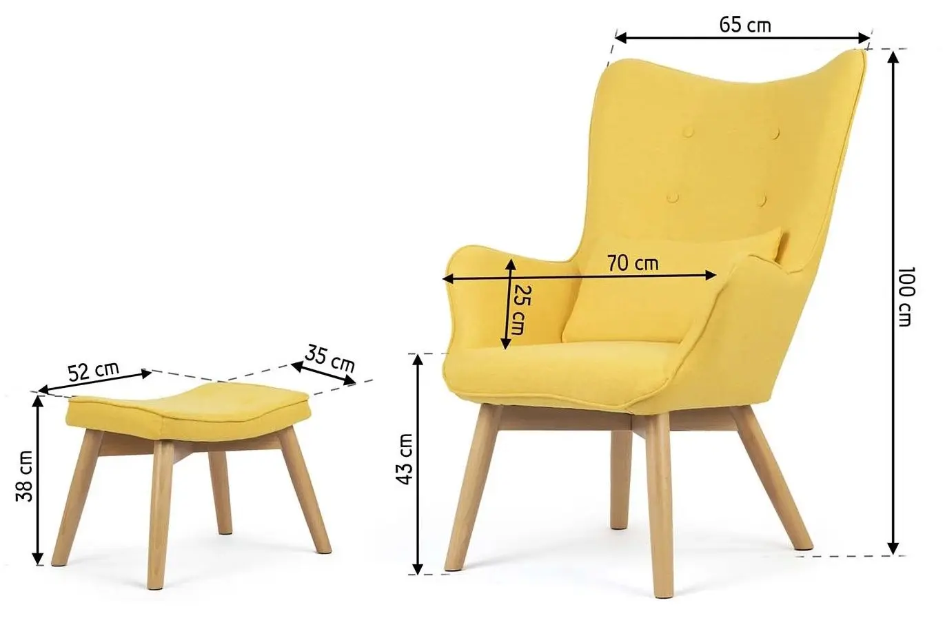 Fotoliu cu suport pentru picioare Sofotel Norse (Yellow)