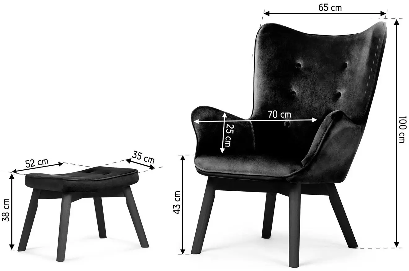 Fotoliu cu suport Sofotel Norse (Black)