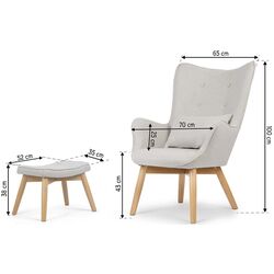 Кресло с подставкой Sofotel Norse (Light Grey/Wood) Thumb