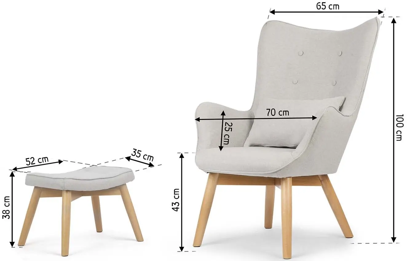 Кресло с подставкой Sofotel Norse (Light Grey/Wood)