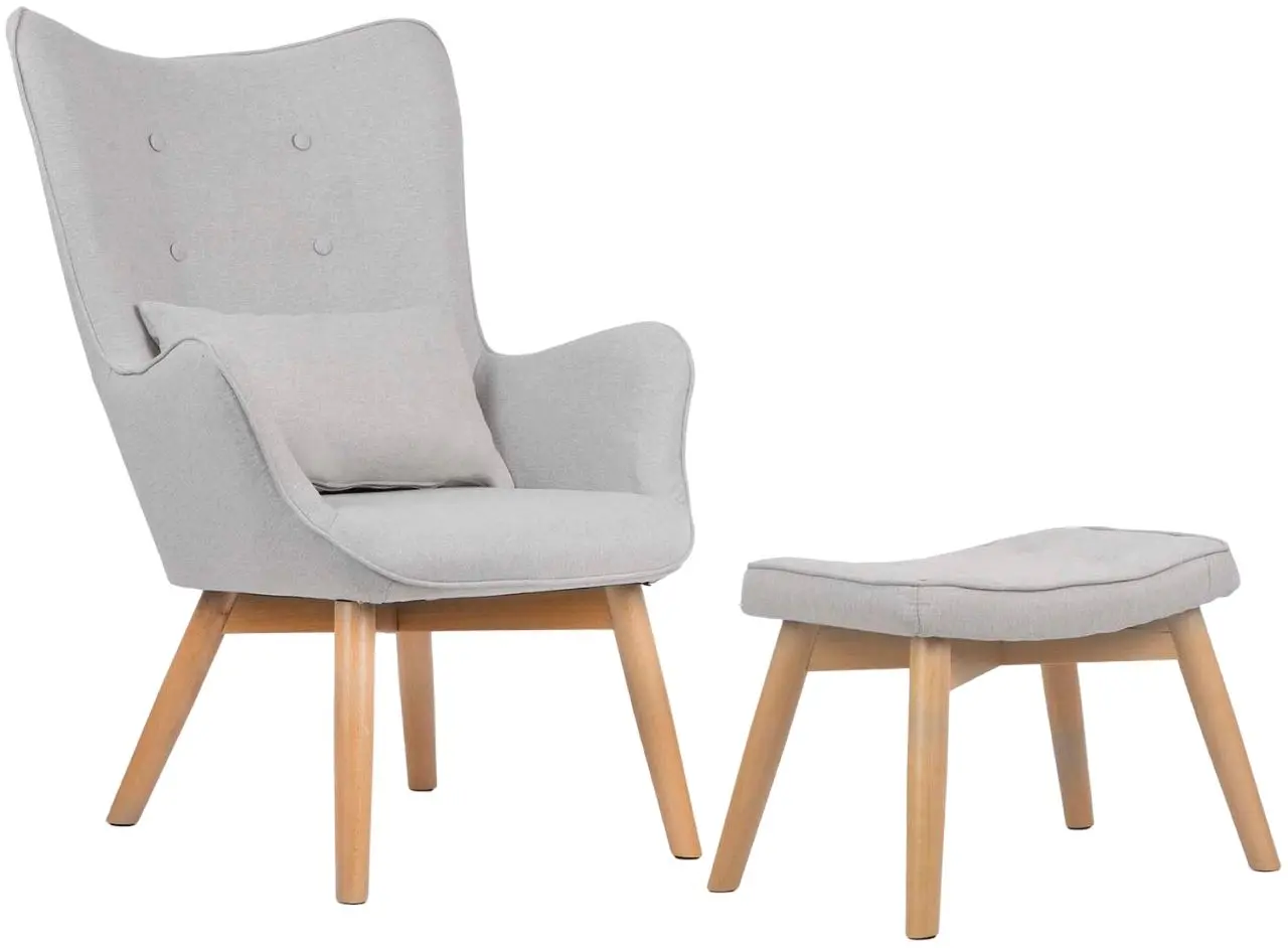 Кресло с подставкой Sofotel Norse (Light Grey/Wood)