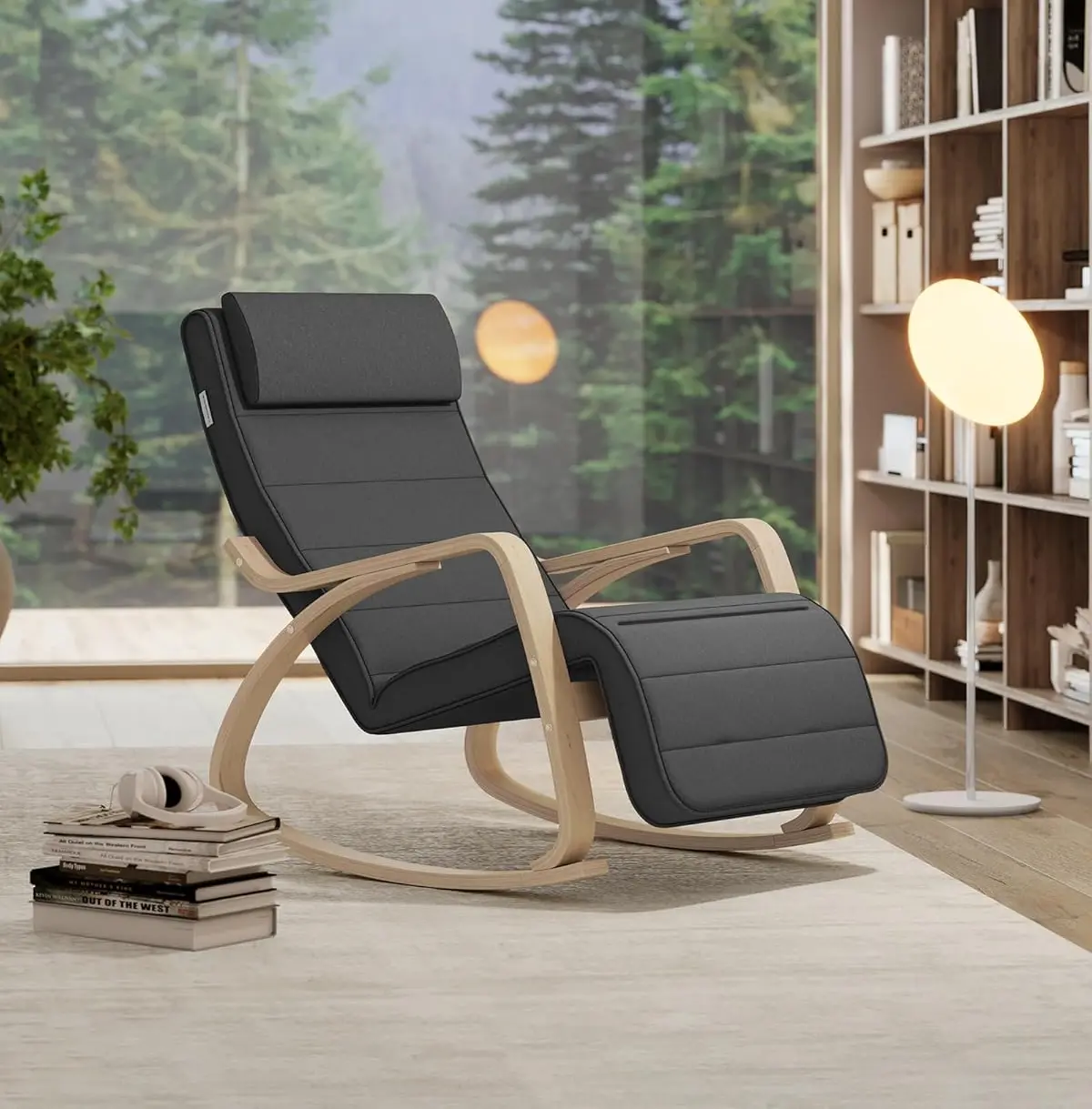 Кресло-качалка Songmics LYY10G (Dark Grey/Birch)