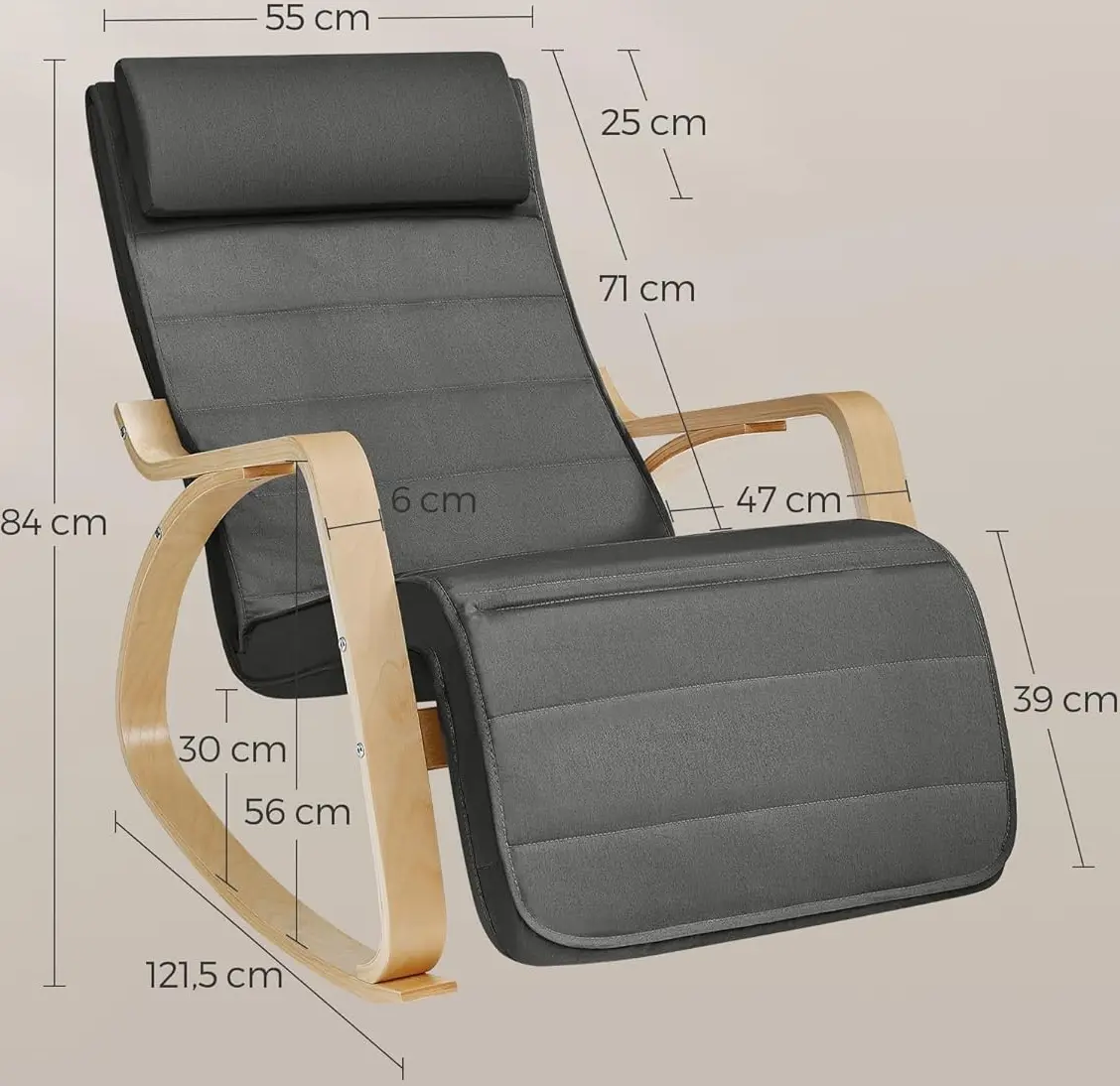 Кресло-качалка Songmics LYY10G (Dark Grey/Birch)