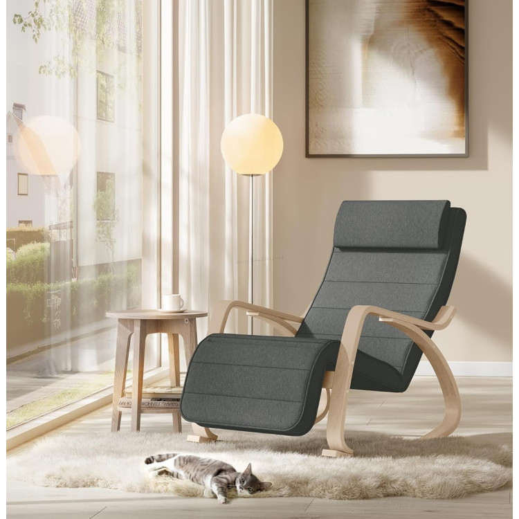 Fotoliu balansoar Songmics LYY10G (Dark Grey/Birch)