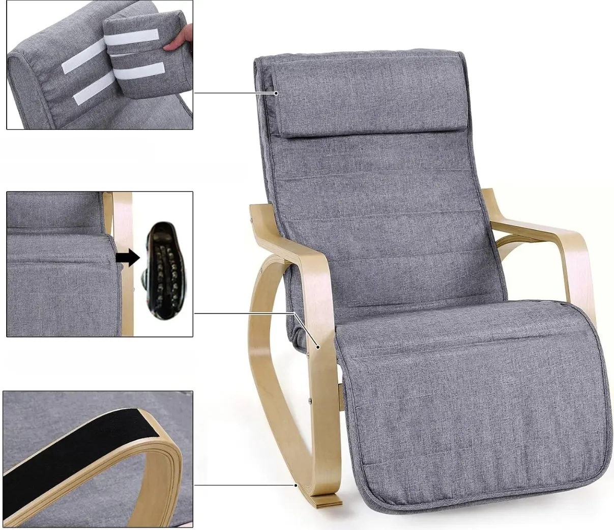 Кресло-качалка Songmics LYY11G (Grey) - 4