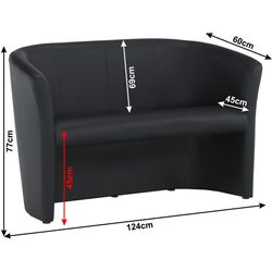 Fotoliu dublu Tempo Kondela Cuba Leather (Black) Thumb