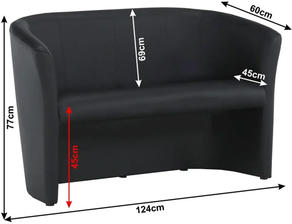 Fotoliu dublu Tempo Kondela Cuba Leather (Black)