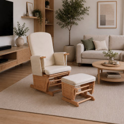 Fotoliu balansoar cu otoman Tempo Kondela Hamond (Oak/Cream)