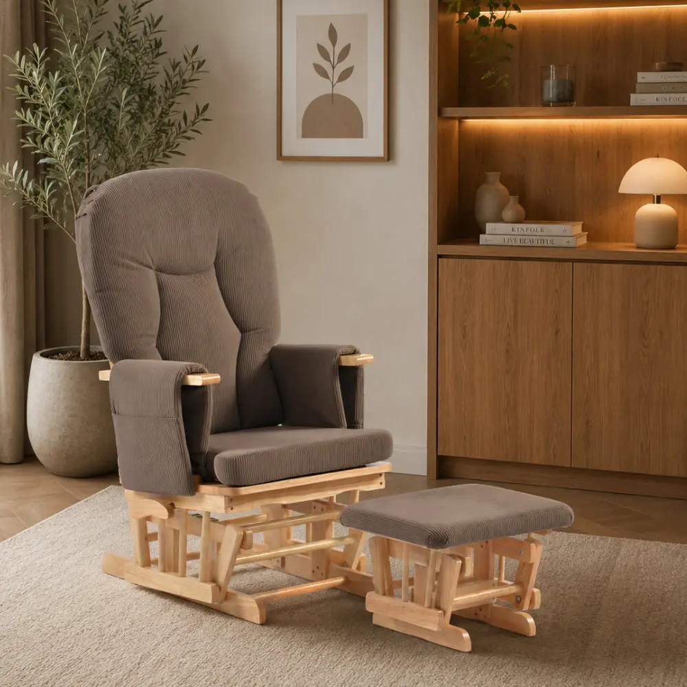 Fotoliu balansoar cu otoman Tempo Kondela Stadil (Oak/Brown)