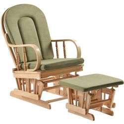 Кресло-качалка с подставкой для ног Tempo Kondela Dalbert (Natural/Green) Thumb