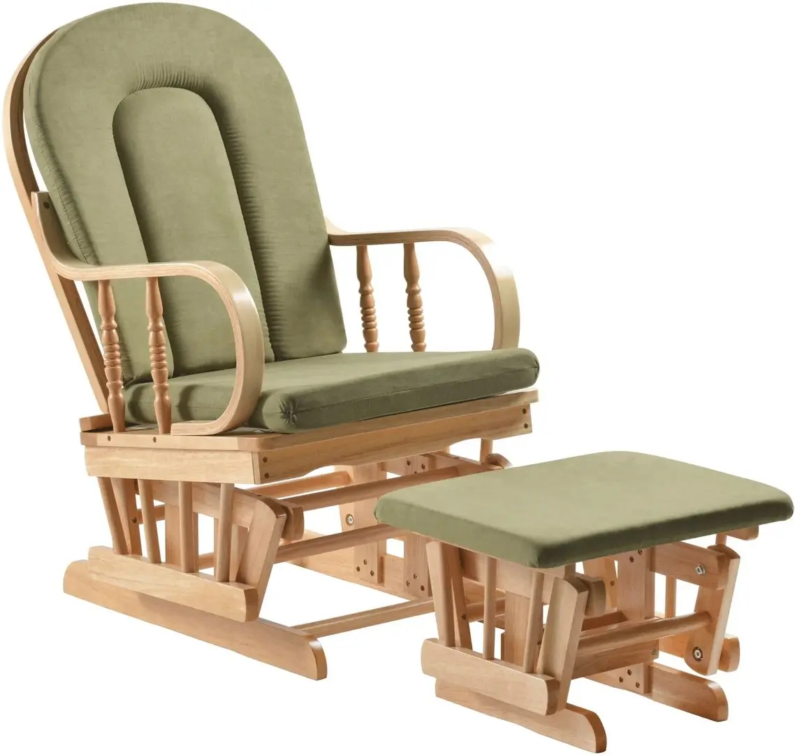 Кресло-качалка с подставкой для ног Tempo Kondela Dalbert (Natural/Green)