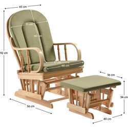 Кресло-качалка с подставкой для ног Tempo Kondela Dalbert (Natural/Green) Thumb