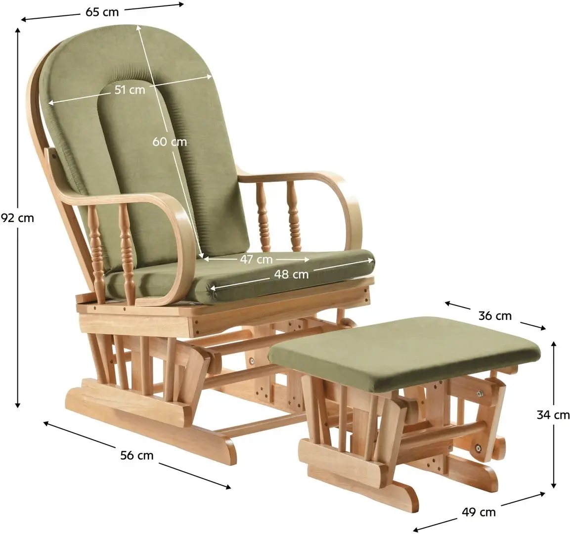 Кресло-качалка с подставкой для ног Tempo Kondela Dalbert (Natural/Green)