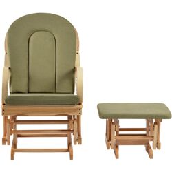 Кресло-качалка с подставкой для ног Tempo Kondela Dalbert (Natural/Green) Thumb