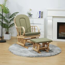 Кресло-качалка с подставкой для ног Tempo Kondela Dalbert (Natural/Green)