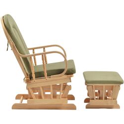 Кресло-качалка с подставкой для ног Tempo Kondela Dalbert (Natural/Green) Thumb