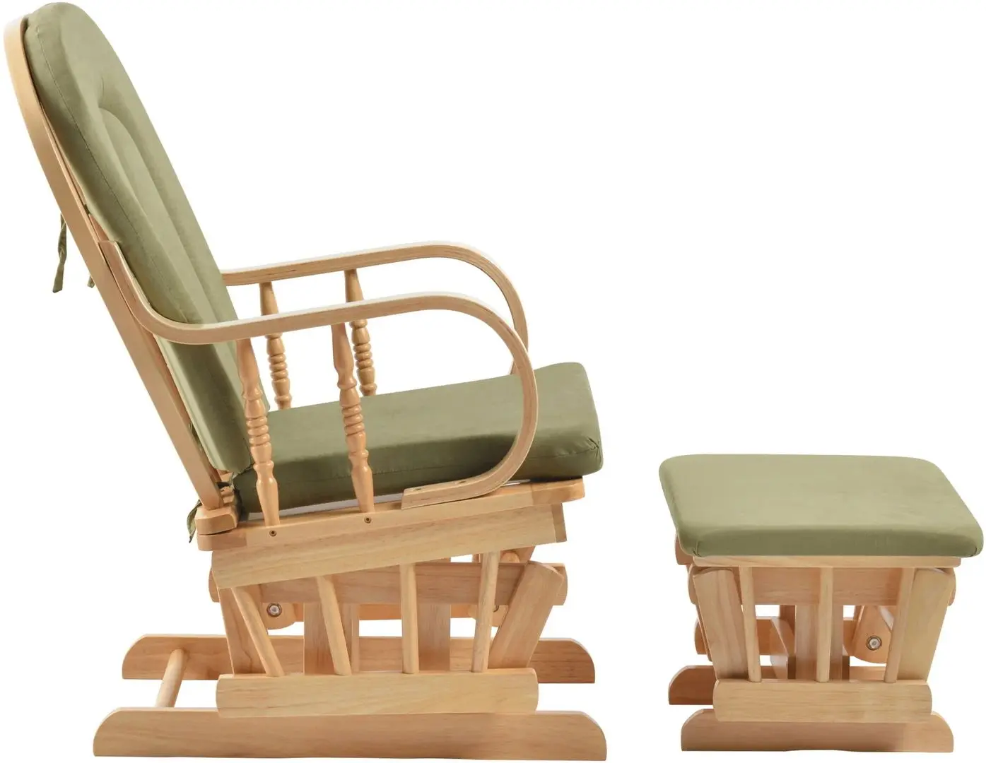 Кресло-качалка с подставкой для ног Tempo Kondela Dalbert (Natural/Green)