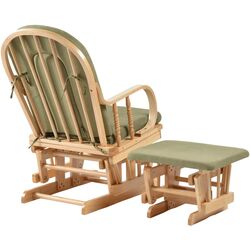 Кресло-качалка с подставкой для ног Tempo Kondela Dalbert (Natural/Green) Thumb
