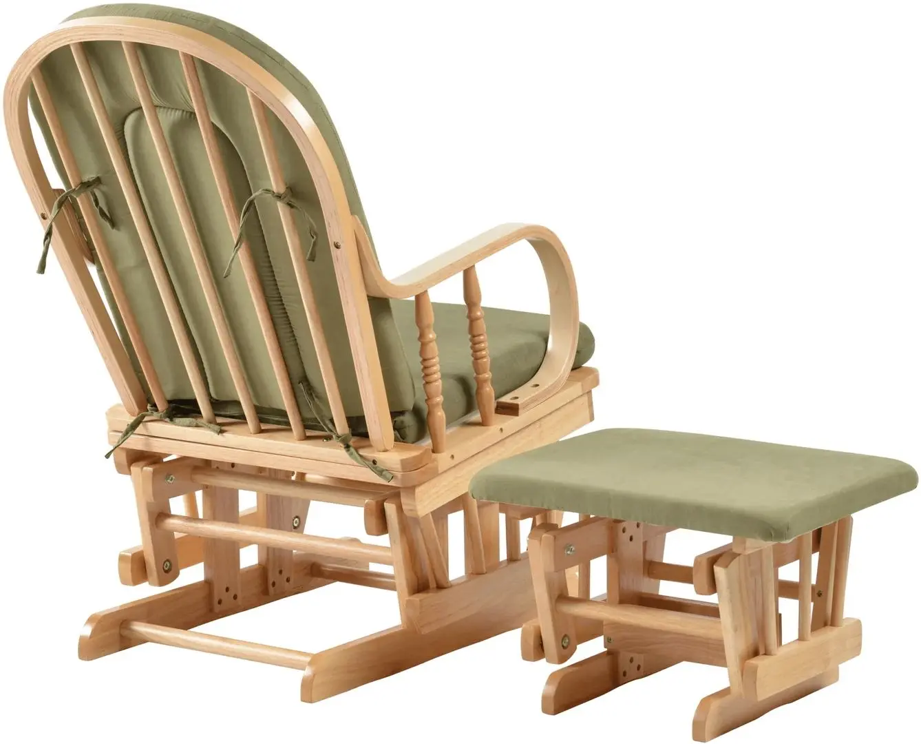 Кресло-качалка с подставкой для ног Tempo Kondela Dalbert (Natural/Green)