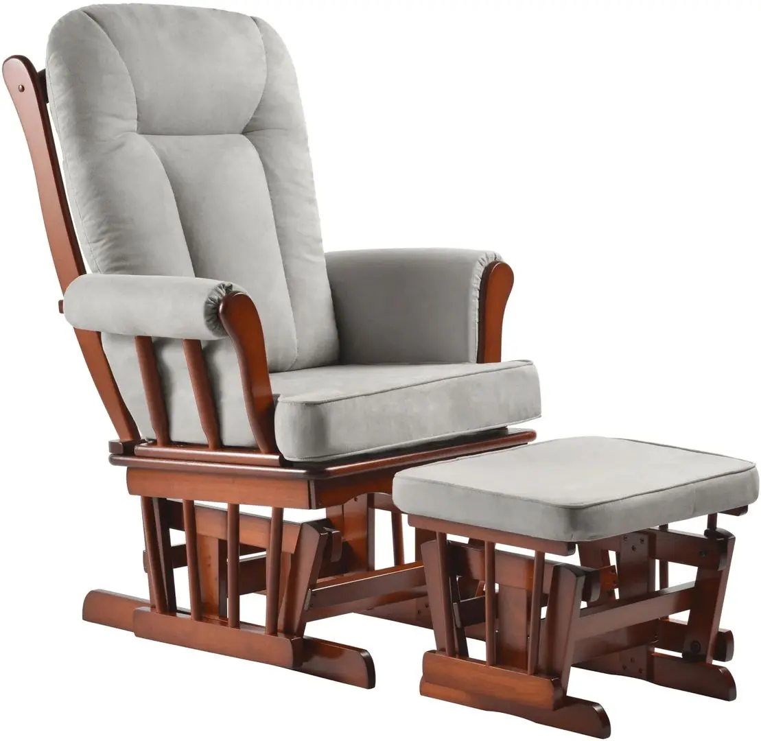 Fotoliu balansoar cu suport pentru picioare Tempo Kondela Saford (Walnut/Grey)