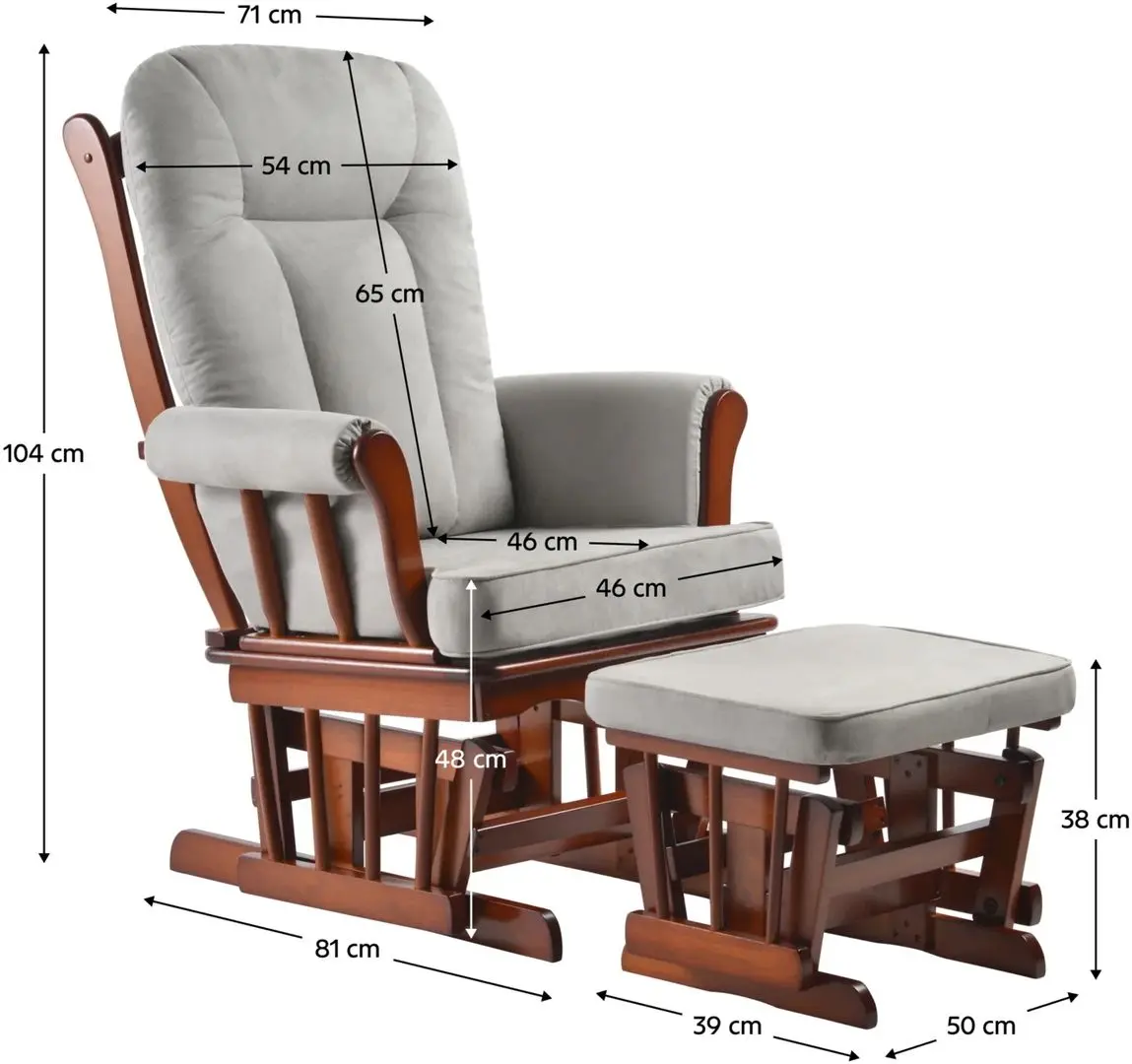 Fotoliu balansoar cu suport pentru picioare Tempo Kondela Saford (Walnut/Grey)