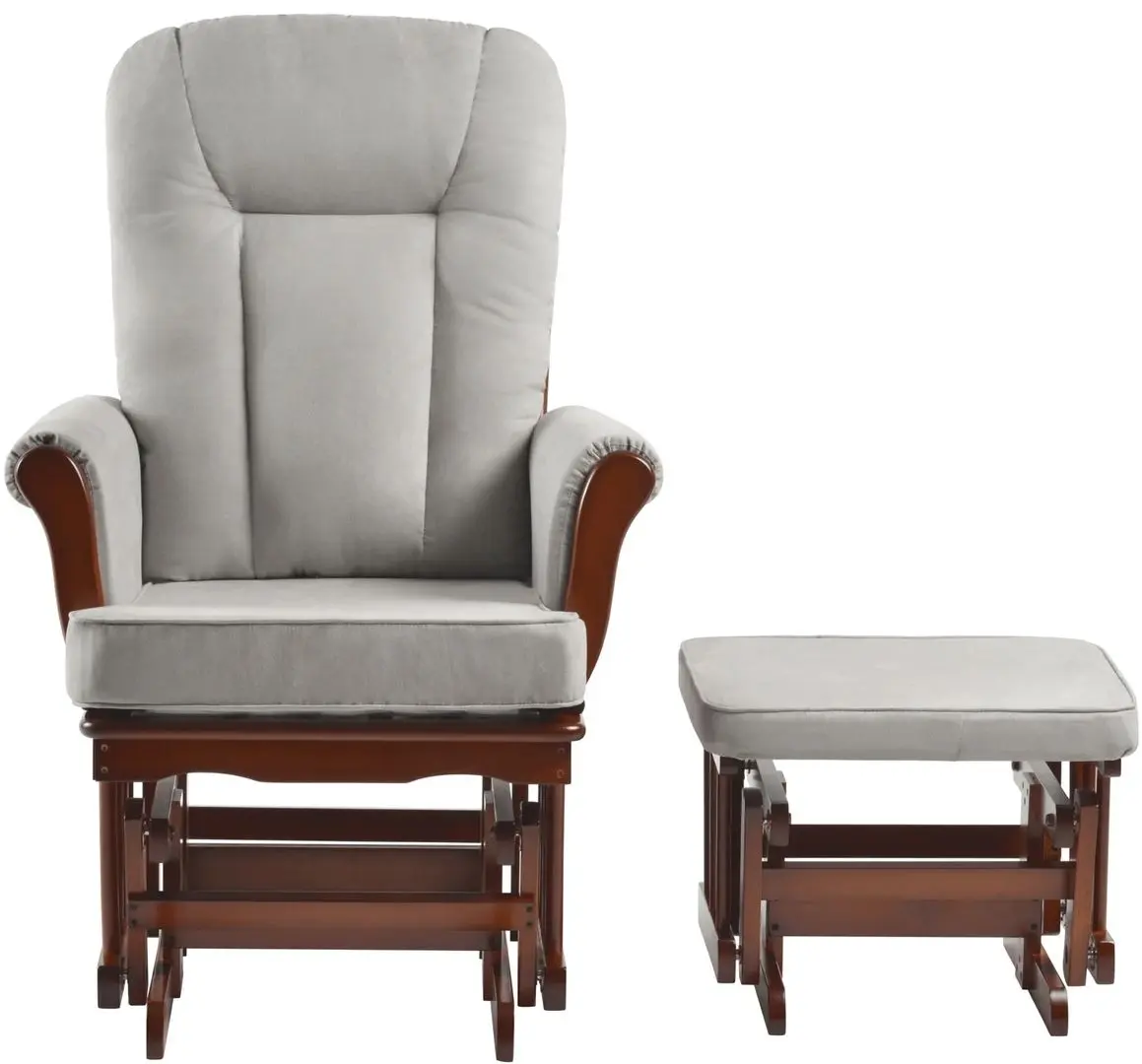 Fotoliu balansoar cu suport pentru picioare Tempo Kondela Saford (Walnut/Grey)