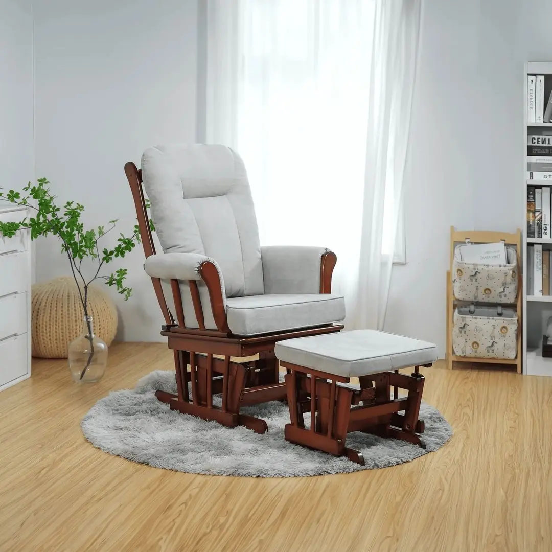 Fotoliu balansoar cu suport pentru picioare Tempo Kondela Saford (Walnut/Grey)