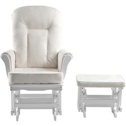 Fotoliu balansoar cu suport pentru picioare Tempo Kondela Saford (White/Cream) Thumb