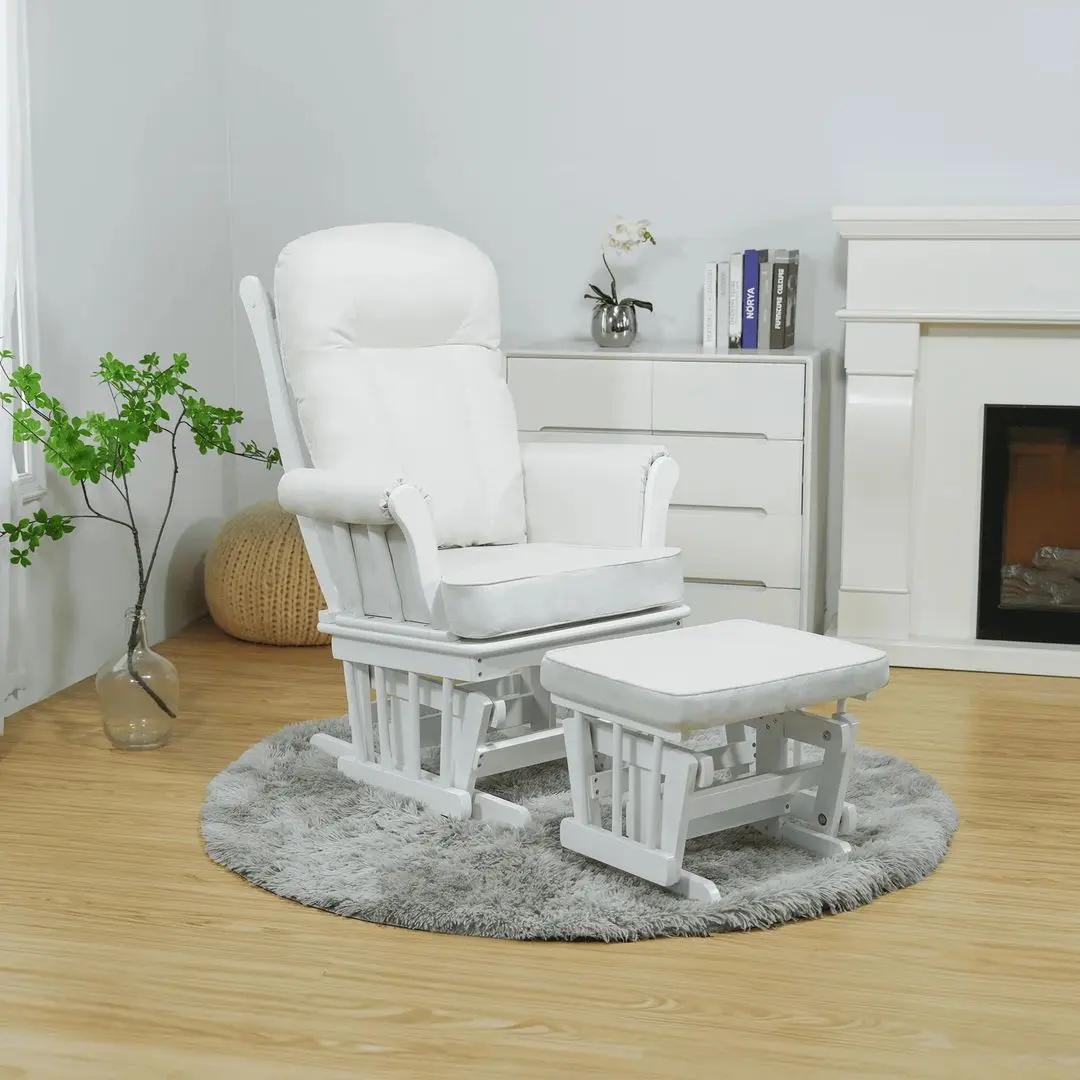 Fotoliu balansoar cu suport pentru picioare Tempo Kondela Saford (White/Cream)