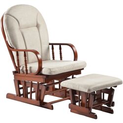 Кресло-качалка с подставкой для ног Tempo Kondela Talman (Walnut/Beige) Thumb