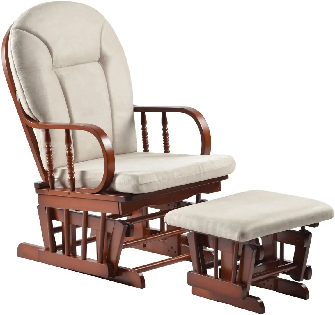 Кресло-качалка с подставкой для ног Tempo Kondela Talman (Walnut/Beige)