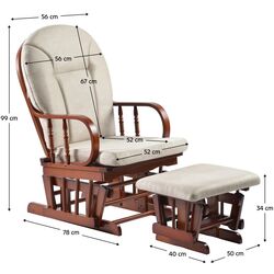 Кресло-качалка с подставкой для ног Tempo Kondela Talman (Walnut/Beige) Thumb