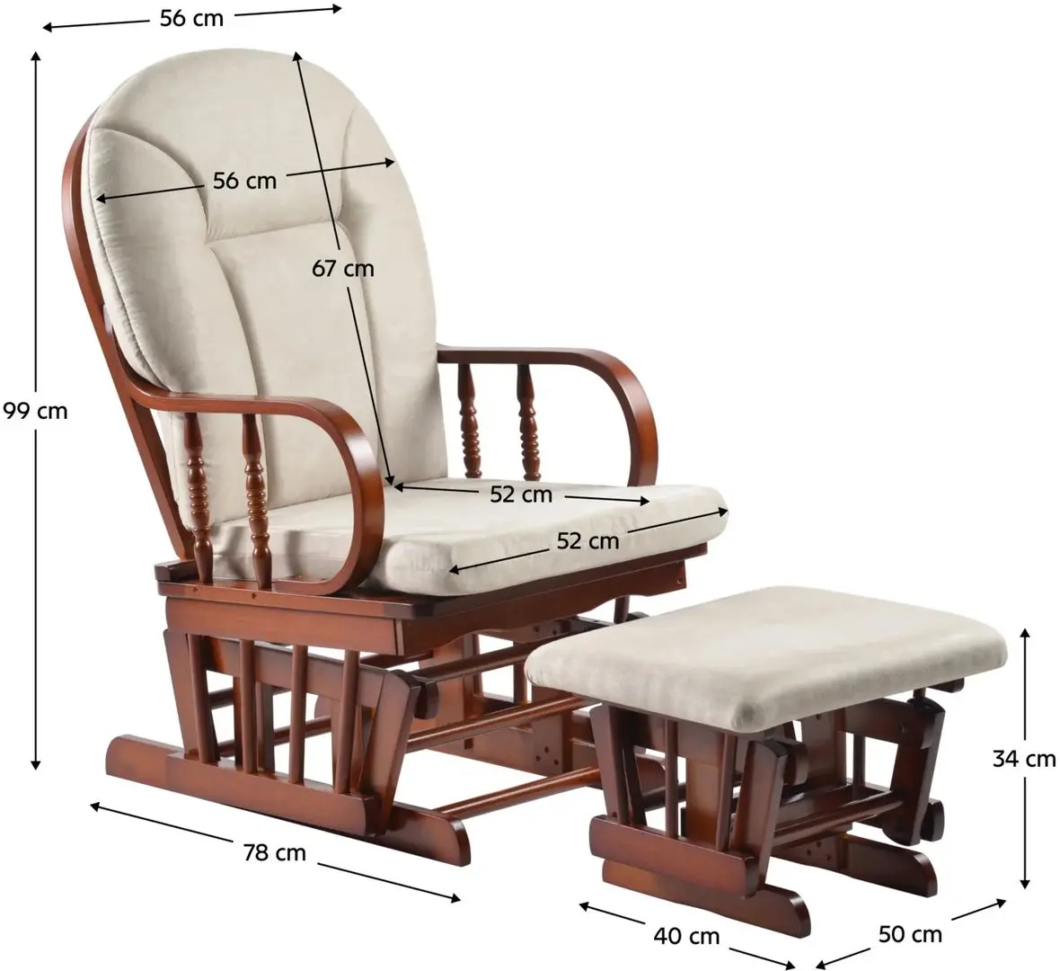 Кресло-качалка с подставкой для ног Tempo Kondela Talman (Walnut/Beige)