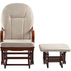 Кресло-качалка с подставкой для ног Tempo Kondela Talman (Walnut/Beige) Thumb